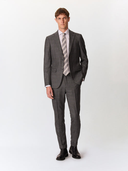 Veste coordonnable regular en laine mélangée anthracite Prince de Galles - Father & Sons   - 7 