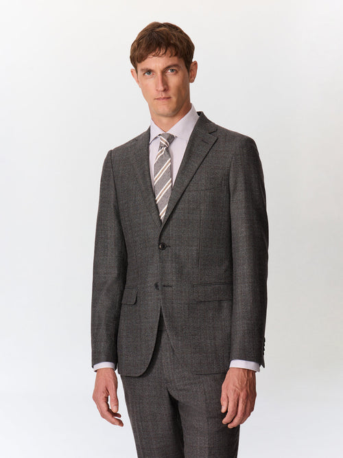 Veste coordonnable regular en laine mélangée anthracite Prince de Galles - Father & Sons   -  
