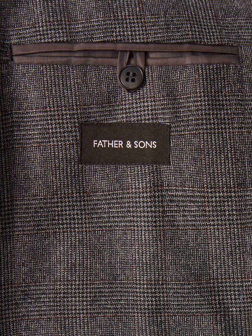 Veste coordonnable regular en laine mélangée anthracite Prince de Galles - Father & Sons   - 6 