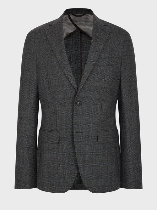 Veste coordonnable regular en laine mélangée anthracite Prince de Galles - Father & Sons   - 1 