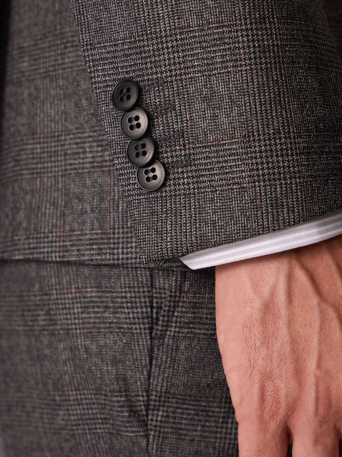 Veste coordonnable regular en laine mélangée anthracite Prince de Galles - Father & Sons   - 5 