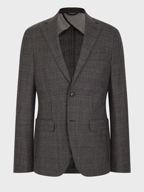 Veste coordonnable regular en laine mélangée anthracite Prince de Galles - Father & Sons   - 8 