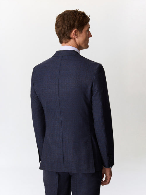 Veste coordonnable regular en laine mélangée bleu indigo Prince de Galles - Father & Sons   - 2 