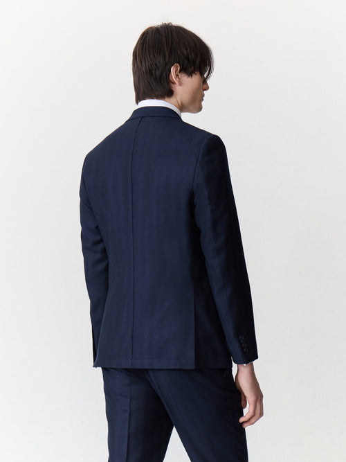 Veste coordonnable regular en laine mélangée bleu marine - 2 - Father & Sons   - 10 