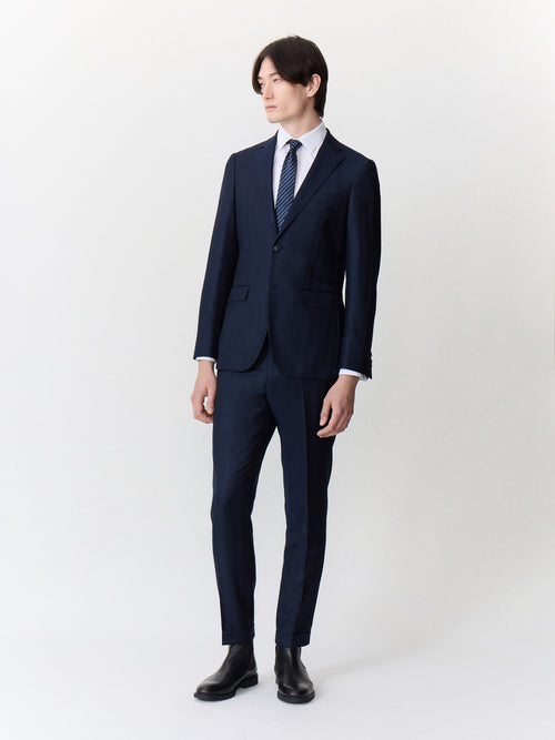 Veste coordonnable regular en laine mélangée bleu marine - Father & Sons   - 7 