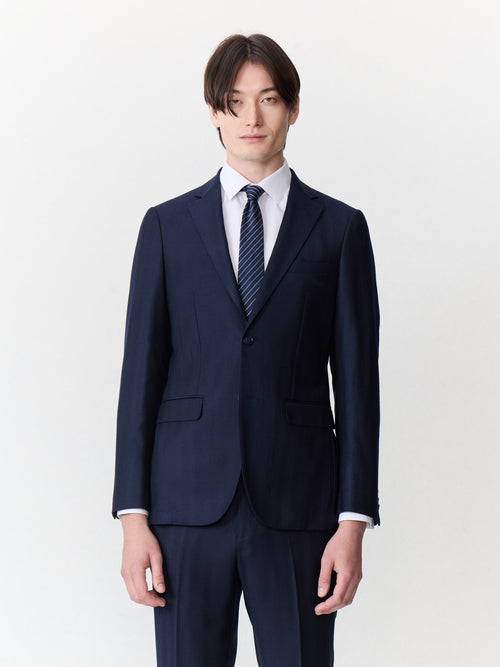 Veste coordonnable regular en laine mélangée bleu marine - 1 - Father & Sons   - 10 