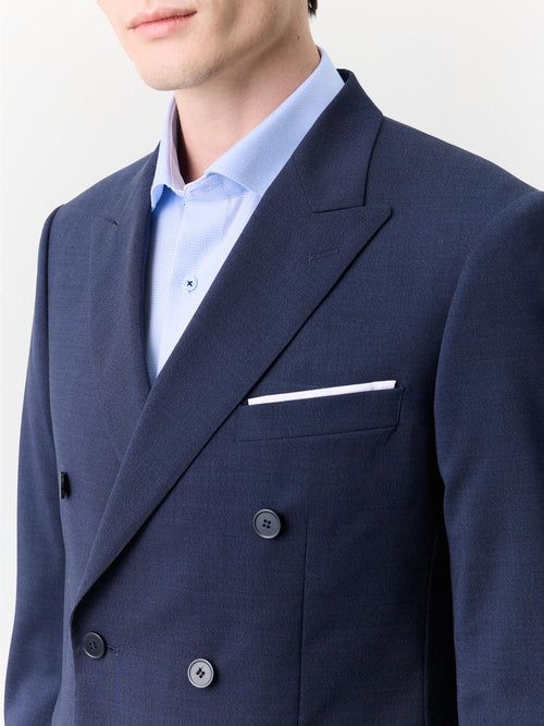Veste de costume croisée regular en laine bleu marine - Father & Sons   - 3 