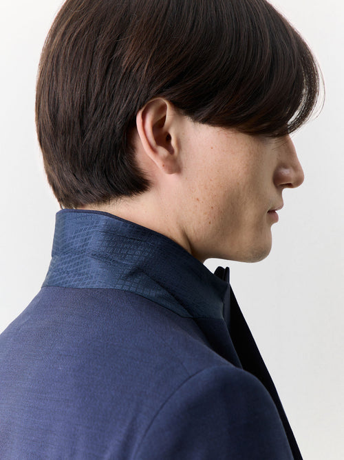 Veste de costume croisée regular en laine bleu marine - Father & Sons   - 4 