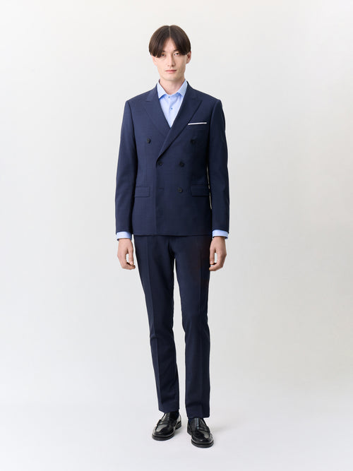 Veste de costume croisée regular en laine bleu marine - Father & Sons   - 7 