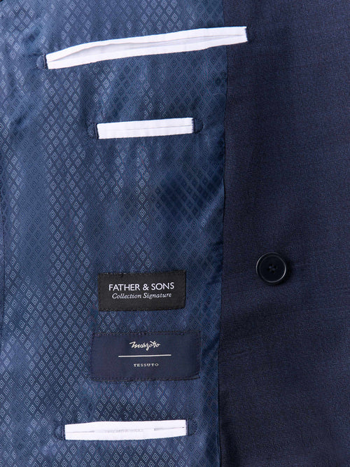 Veste de costume croisée regular en laine bleu marine - Father & Sons   - 6 