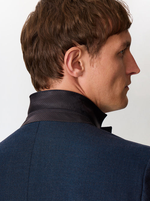 Veste coordonnable regular en laine mélangée bleu indigo - Father & Sons   - 3 