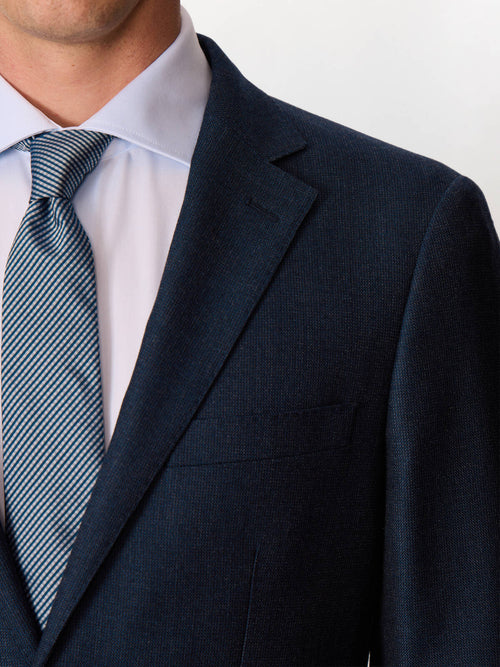 Veste coordonnable regular en laine mélangée bleu indigo - Father & Sons   - 4 