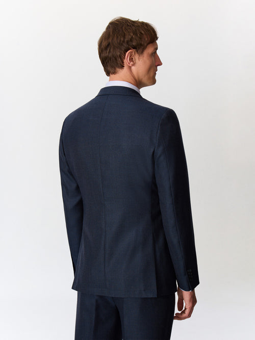 Veste coordonnable regular en laine mélangée bleu indigo - Father & Sons   - 2 