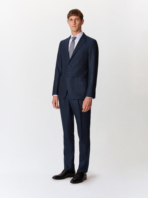 Veste coordonnable regular en laine mélangée bleu indigo - Father & Sons   - 7 