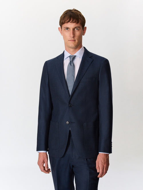 Veste coordonnable regular en laine mélangée bleu indigo - Father & Sons   -  