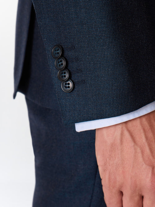 Veste coordonnable regular en laine mélangée bleu indigo - Father & Sons   - 5 