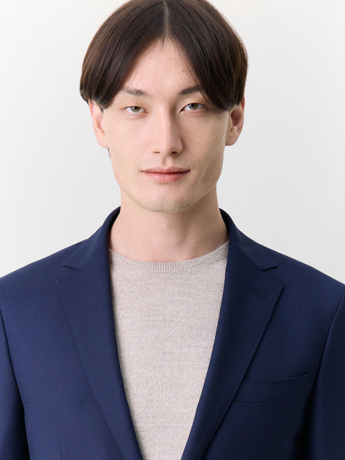 Veste regular en laine mélangée bleu marine - Father & Sons   - 3 