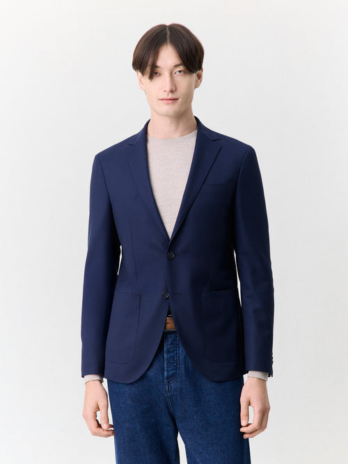 Veste regular en laine mélangée bleu marine - 1 - Father & Sons   - 16 