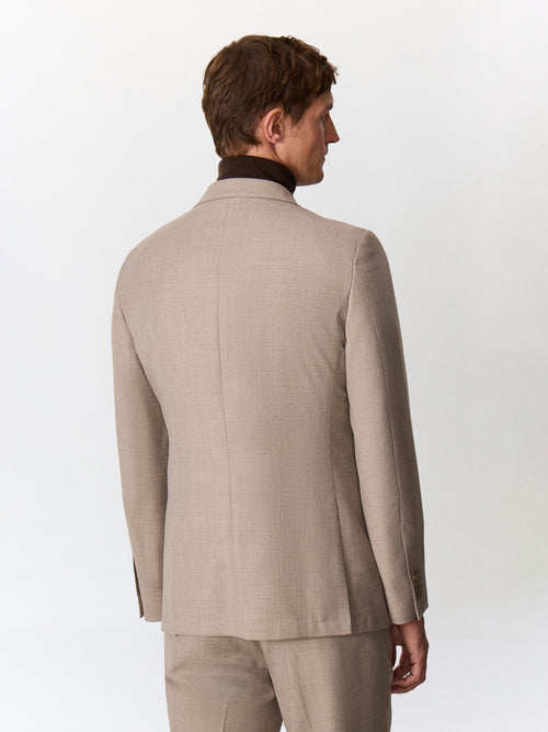 Veste coordonnable regular en laine mélangée marron clair - Father & Sons   - 2 