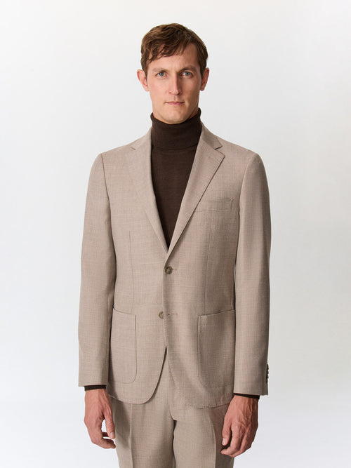 Veste coordonnable regular en laine mélangée marron clair - Father & Sons   -  