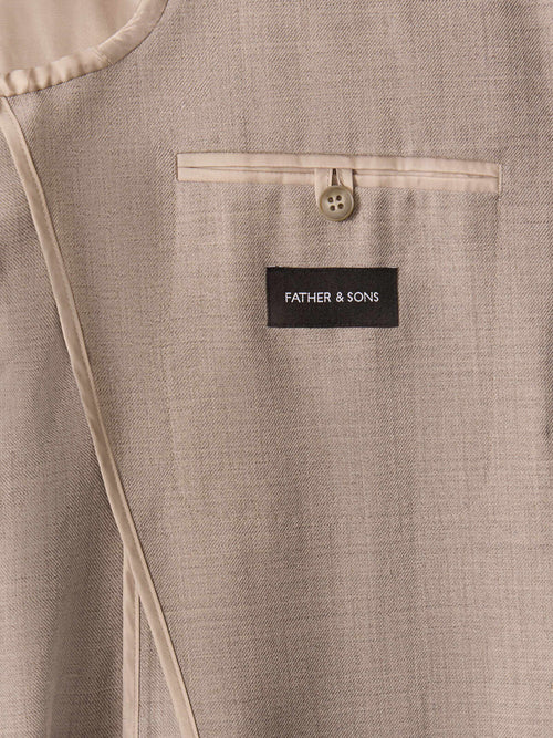 Veste coordonnable regular en laine mélangée marron clair - Father & Sons   - 7 