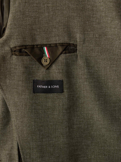 Veste coordonnable regular en lin mélangé kaki - Father & Sons   - 6 