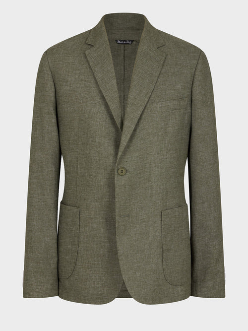 Veste coordonnable regular en lin mélangé kaki - Father & Sons   -  