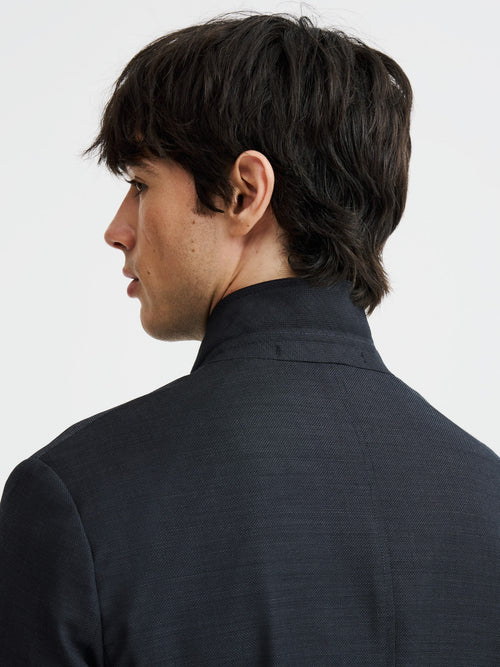 Veste coordonnable regular en laine anthracite - Father & Sons   - 4 