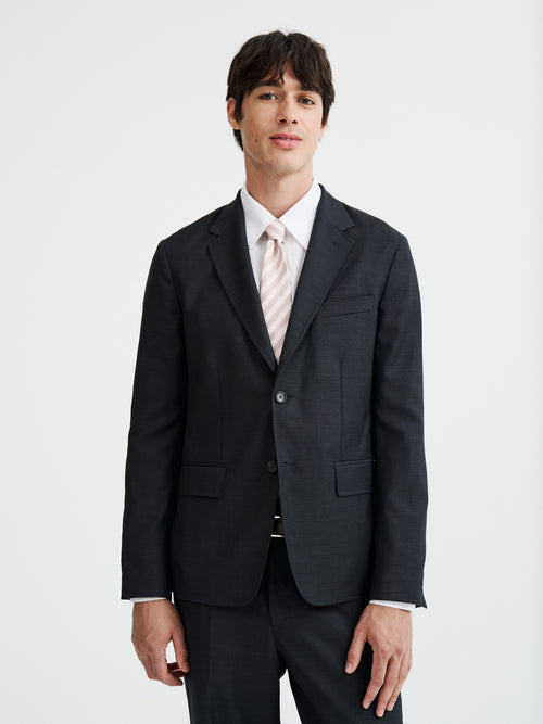 Veste coordonnable regular en laine anthracite - 1 - Father & Sons   - 9 