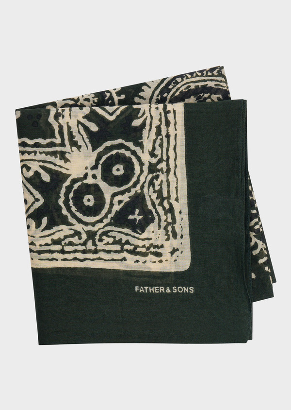 Bandana en coton kaki à motif fantaisie blanc - Father and Sons 64053