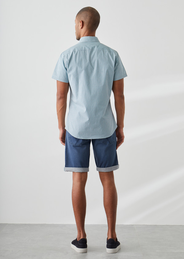 Bermuda en coton stretch uni bleu jeans - Father and Sons 46137