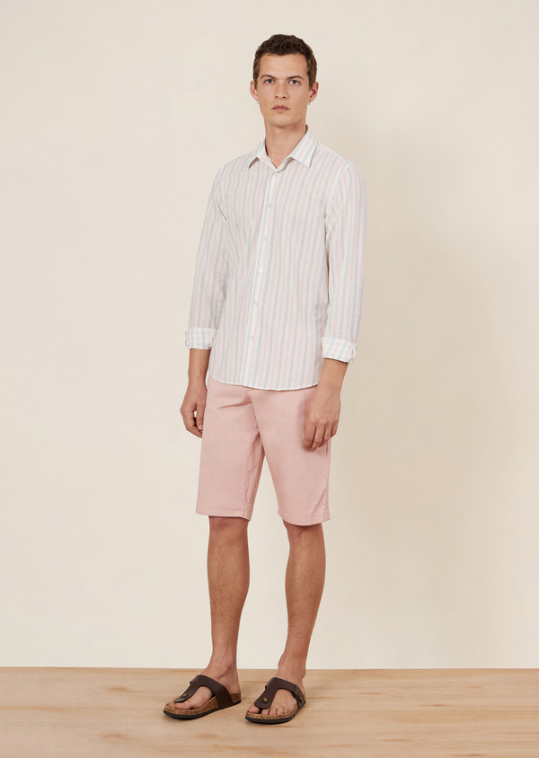 Bermuda en coton stretch uni rose - Father and Sons 64589