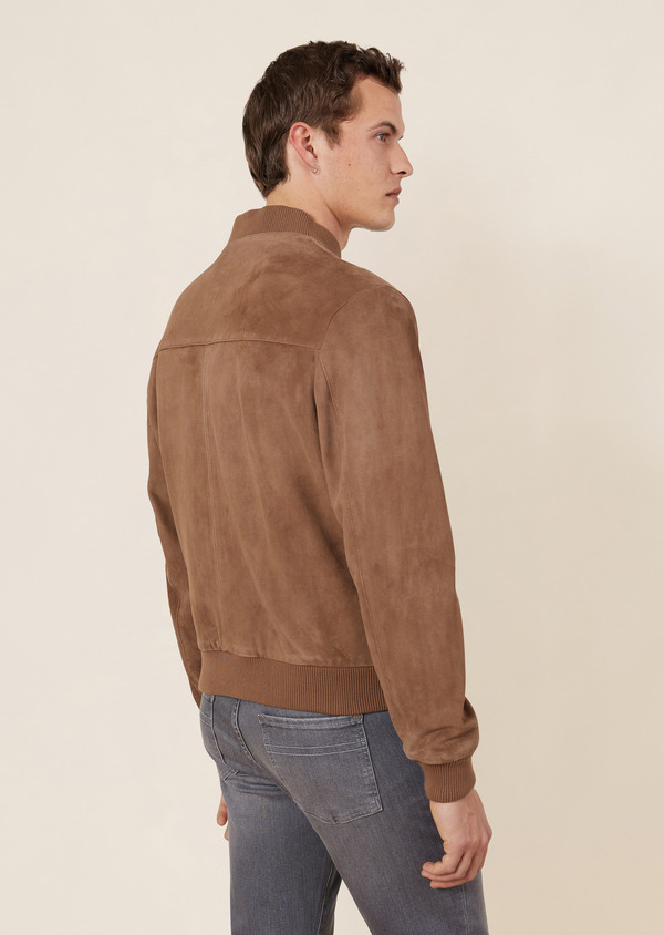 Blouson Teddy en cuir nubuck taupe - Father and Sons 64629