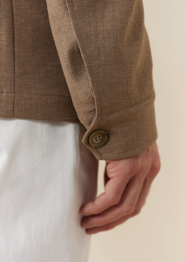 Veste saharienne Kurma en polyester recyclé uni taupe - Father and Sons 62147