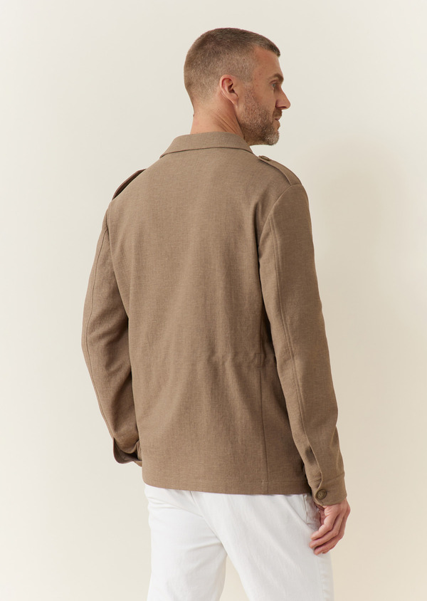 Veste saharienne Kurma en polyester recyclé uni taupe - Father and Sons 62146