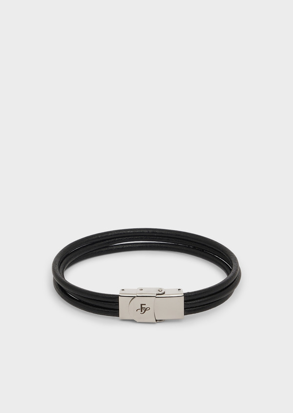 Bracelet en cuir lisse noir - Father and Sons 58099