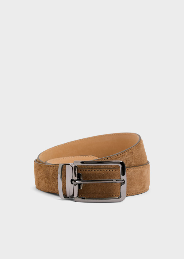 Ceinture ajustable en cuir nubuck taupe - Father and Sons 64056