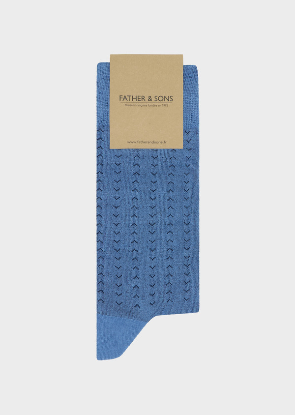 Chaussettes en viscose de bambou bleu chambray à motif fantaisie bleu marine - Father and Sons 53694