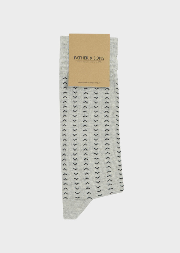 Chaussettes en coton bio mélangé gris perle à motif fantaisie noir - Father and Sons 53689