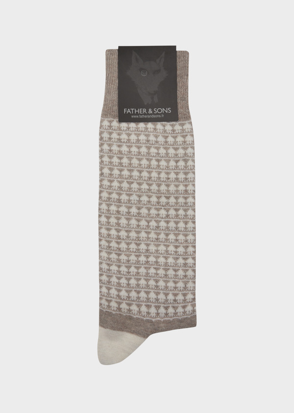 Chaussettes en coton mélangé taupe à motif fantaisie gris - Father and Sons 42650