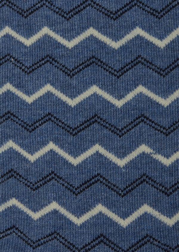 Chaussettes en coton mélangé bleu chambray à motif géométrique - Father and Sons 42638