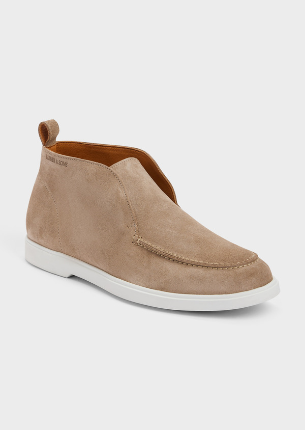 Boots en cuir nubuck beige - Father and Sons 62438