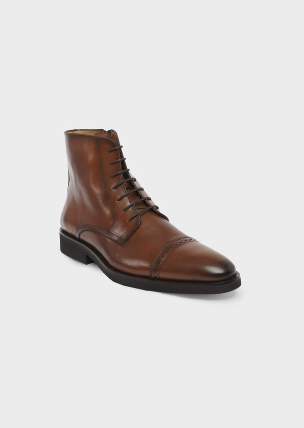 Boots à lacets en cuir cognac - Father and Sons 41930