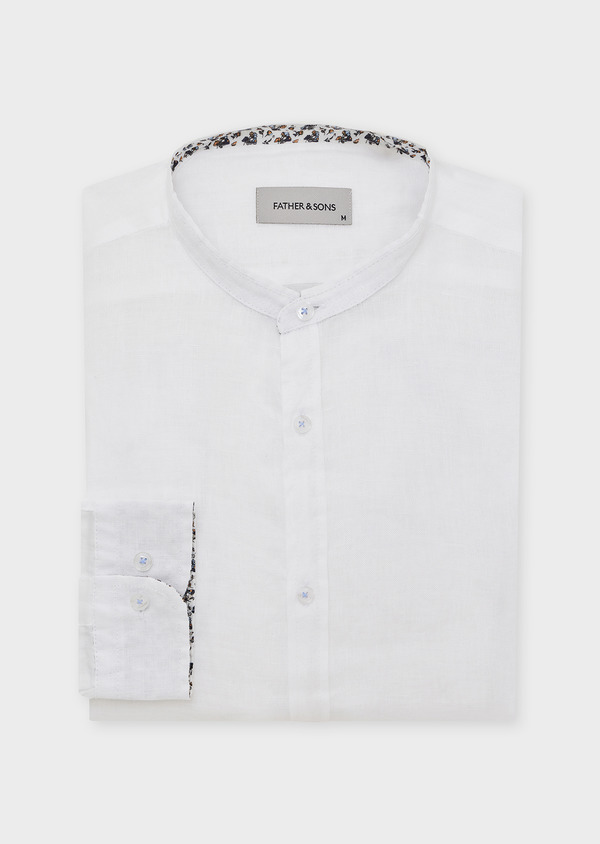 Chemise sport Slim en lin uni blanc - Father and Sons 44764