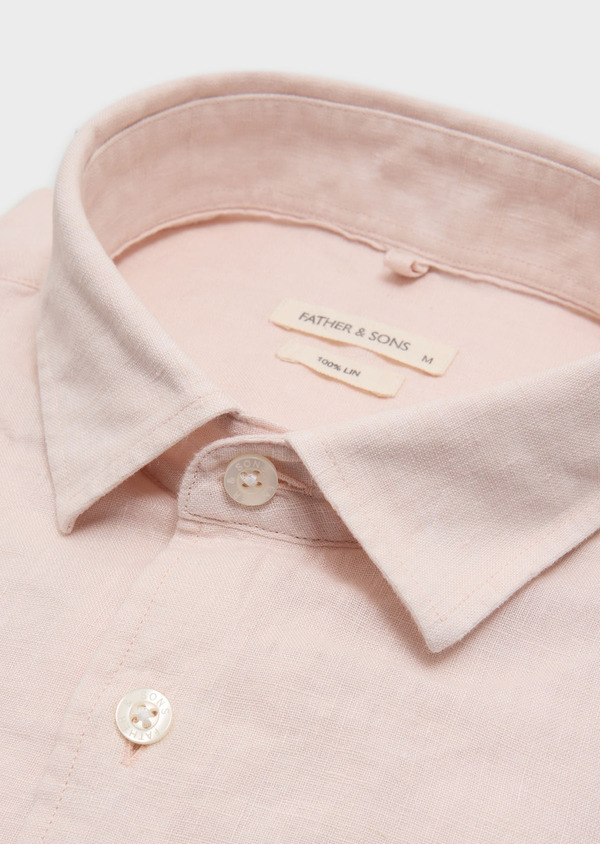 Chemise sport Slim en lin uni rose - Father and Sons 62012