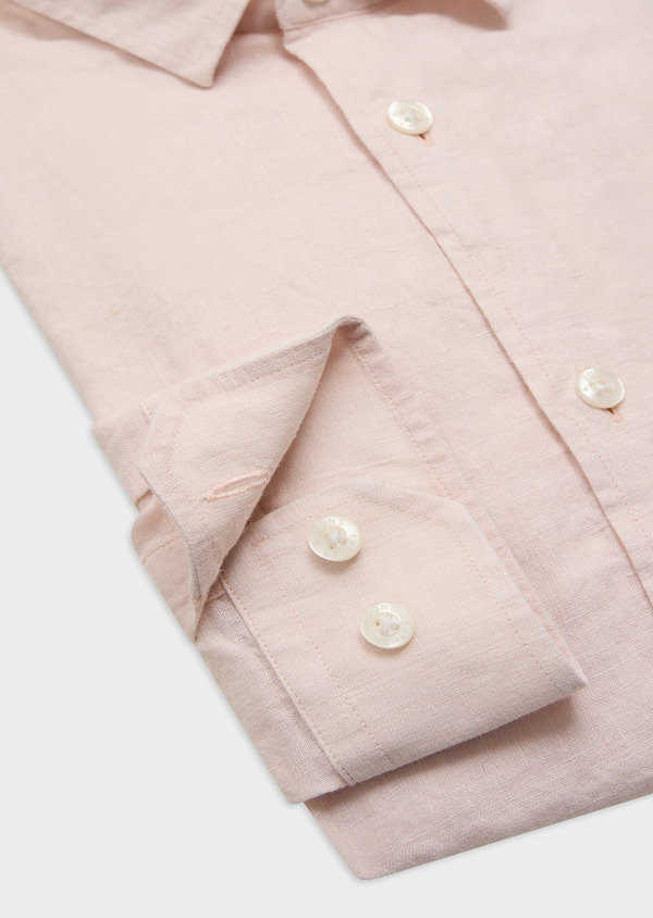 Chemise sport Slim en lin uni rose - Father and Sons 62013