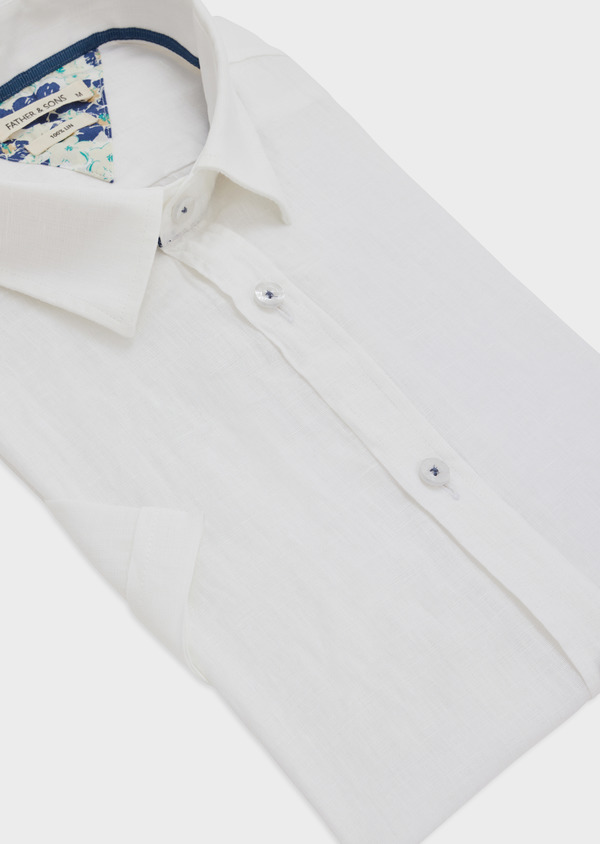 Chemise manches courtes Slim en lin uni blanc - Father and Sons 47766