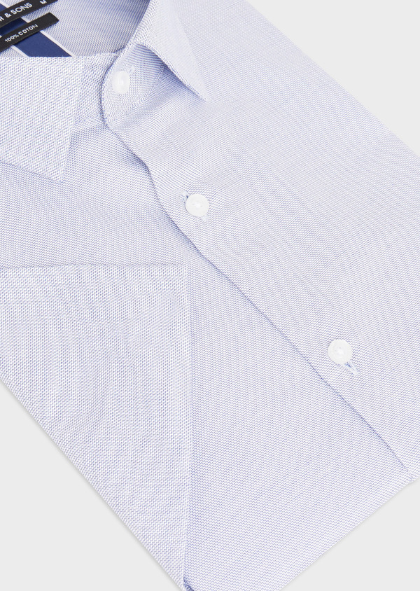 Chemise manches courtes Regular en popeline de coton blanc à micro-motif bleu cobalt - Father and Sons 48216