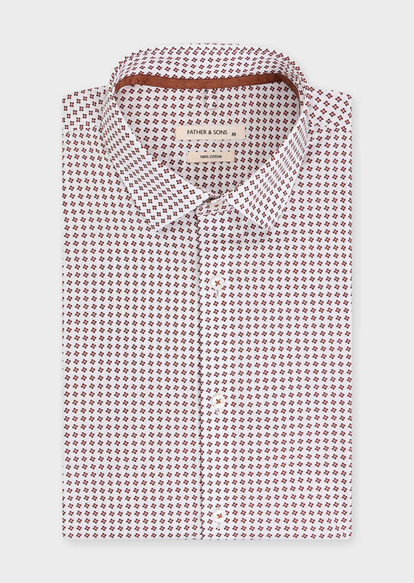 Chemise sport Regular en popeline de coton blanc à motif fantaisie rouge - Father and Sons 62372
