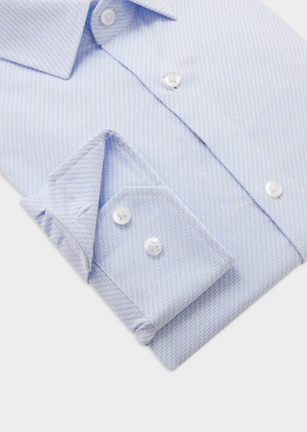 Chemise habillée Regular en coton Jacquard uni bleu classique et blanc - Father and Sons 58809